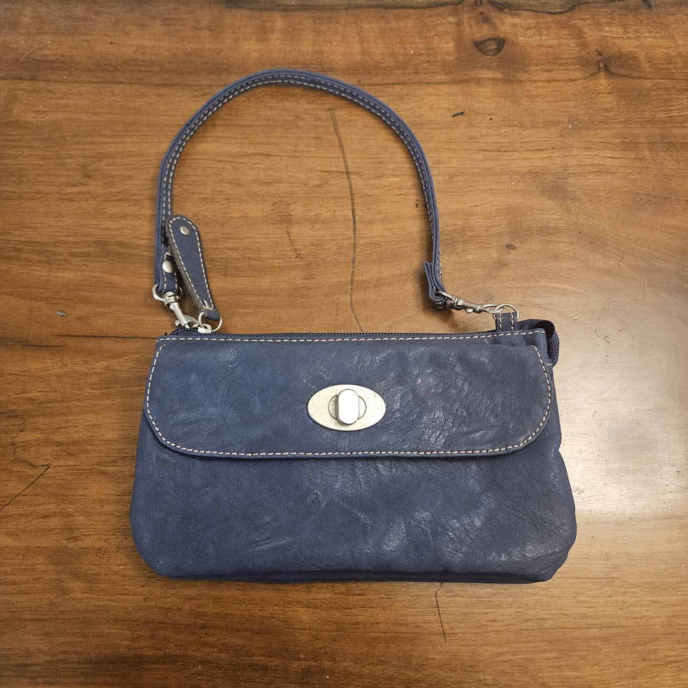 Blue Unbranded Wristlet Turn Key Wallet Zip‎ Y2K